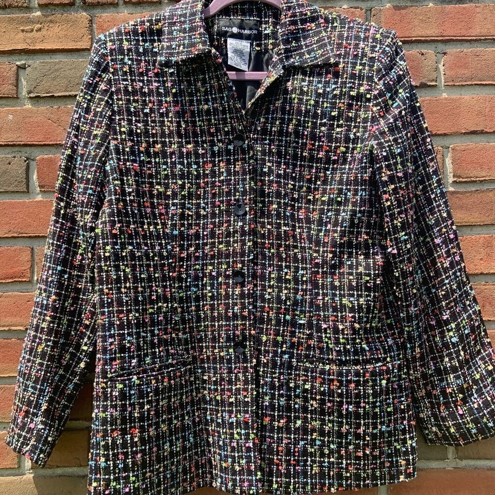 Sag Harbor Multicolor Padded Shoulder Blazer Sz 12